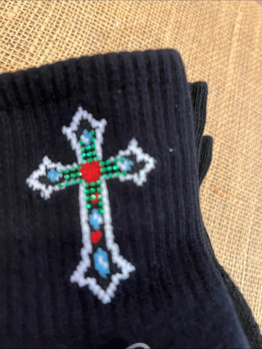 Ed Hardy Black Mid-Crew Socks